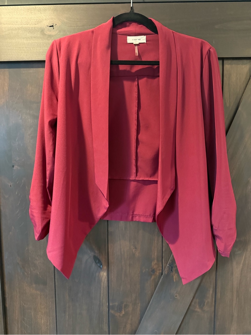C’est Toi 3/4 sleeve flyaway blazer - Wine